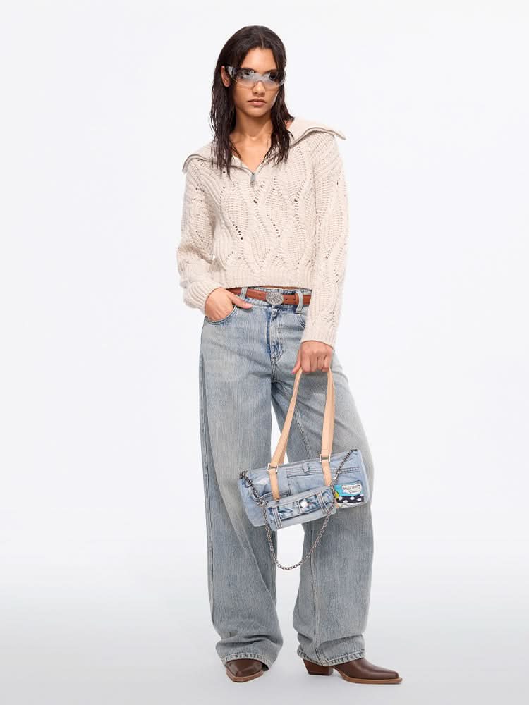 Miss Sixty FLANNEL NECK SWEATER KHAKI