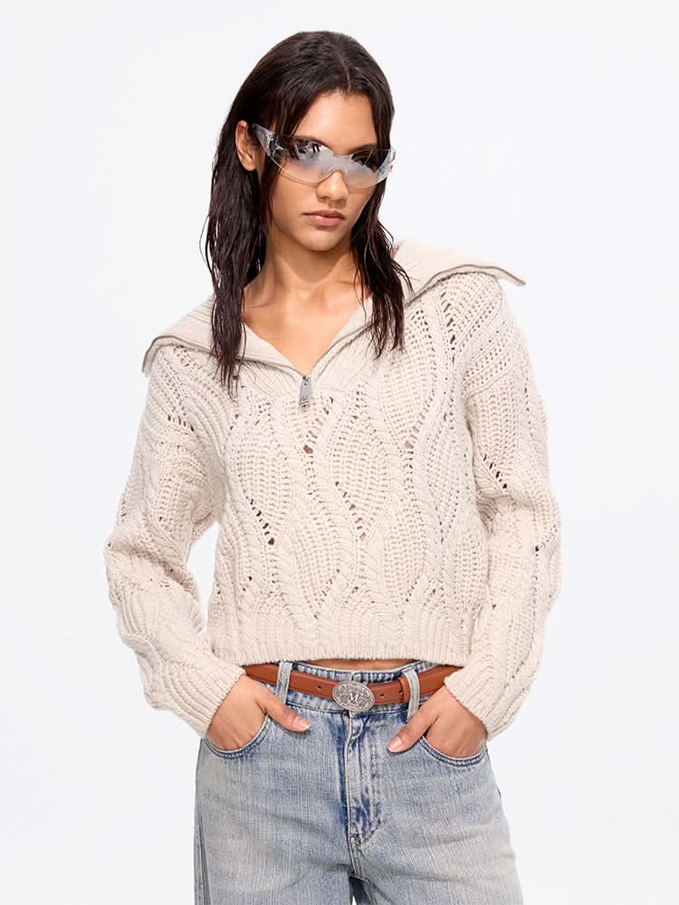 miss sixty FLANNEL NECK SWEATER KHAKI