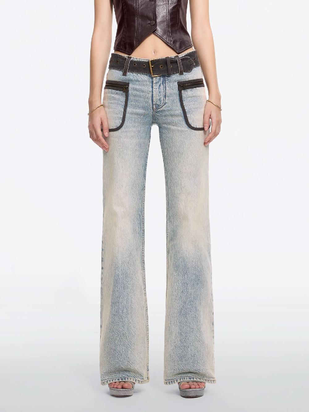 miss sixty FLARED JEANS WITH BELT GREY BLUE