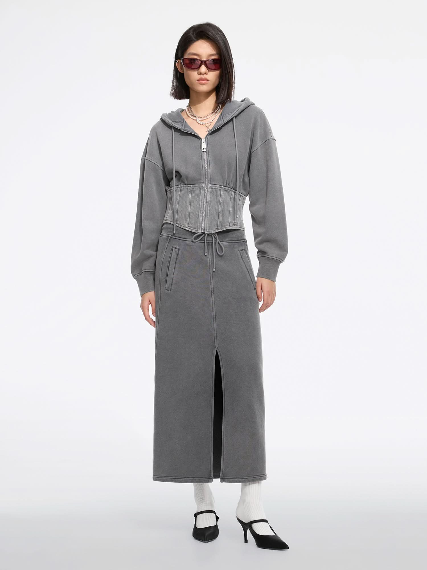 Miss Sixty FRONT-SLIT SKIRT GREY