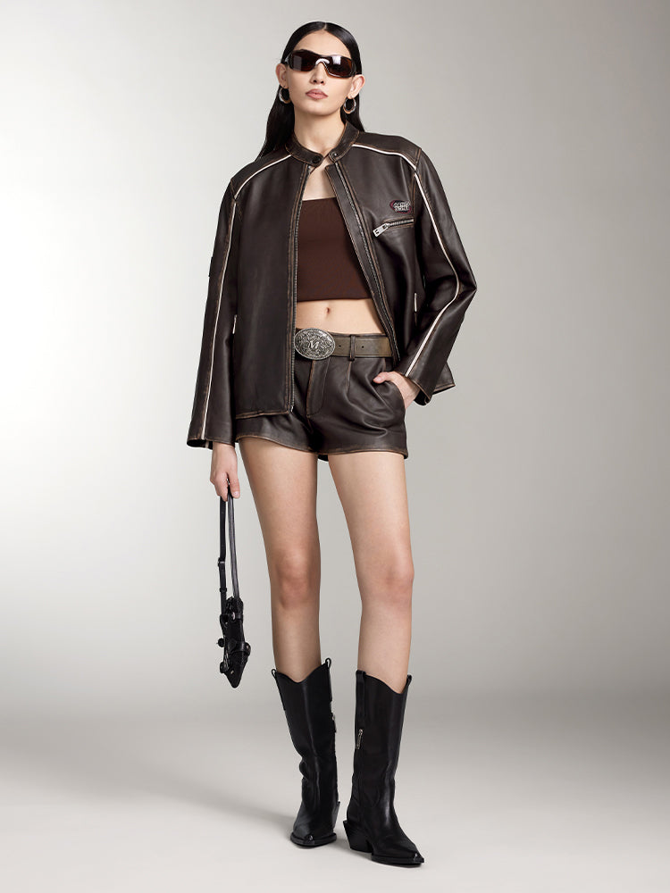 Miss Sixty FUNCTIONAL LEATHER JACKET BLACK