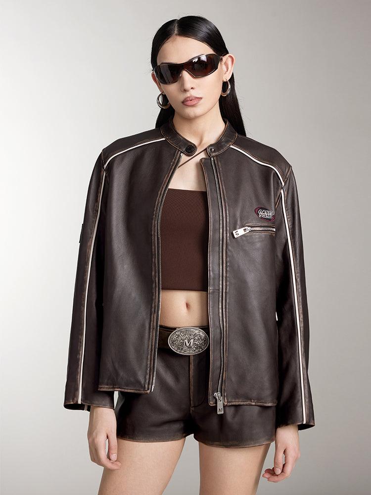 miss sixty FUNCTIONAL LEATHER JACKET BLACK