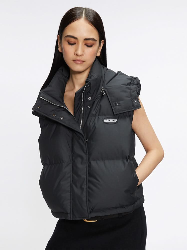 miss sixty GILET JACKET WITH DETACHABLE HOOD BLACK
