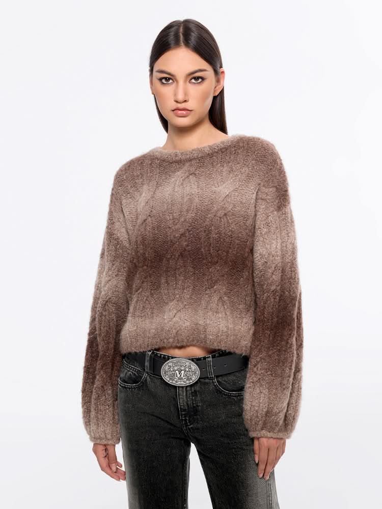 miss sixty GRADIENT CROPPED SWEATER CAMEL