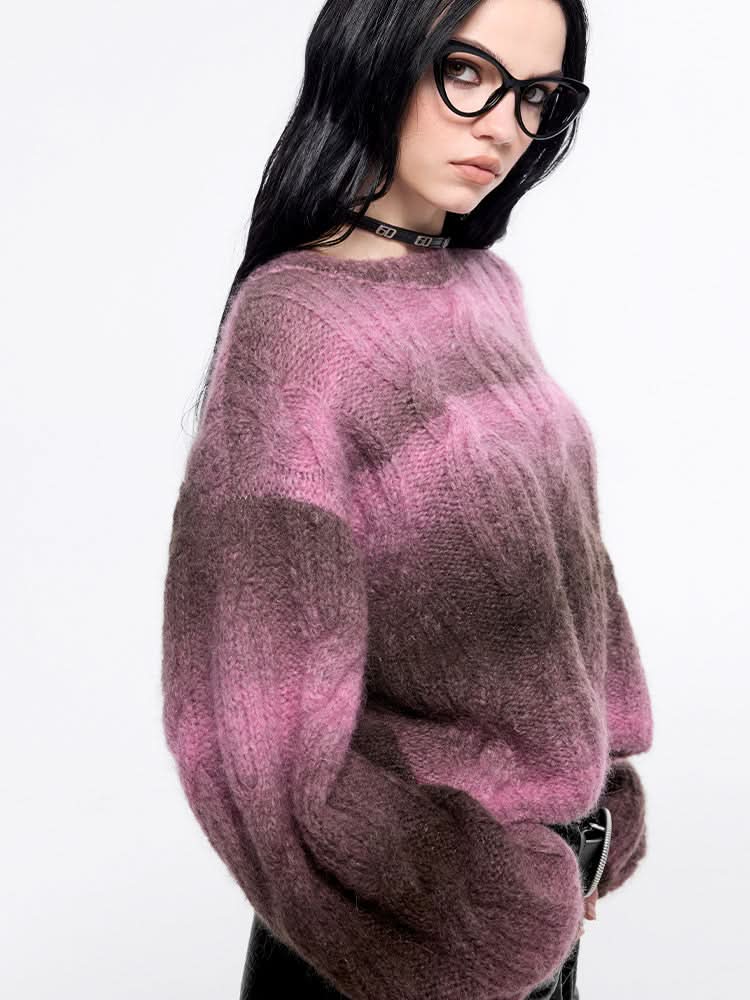 Miss Sixty GRADIENT CROPPED SWEATER RED COFFEE