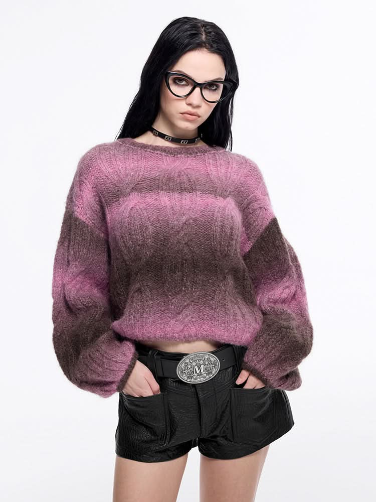 miss sixty GRADIENT CROPPED SWEATER RED COFFEE