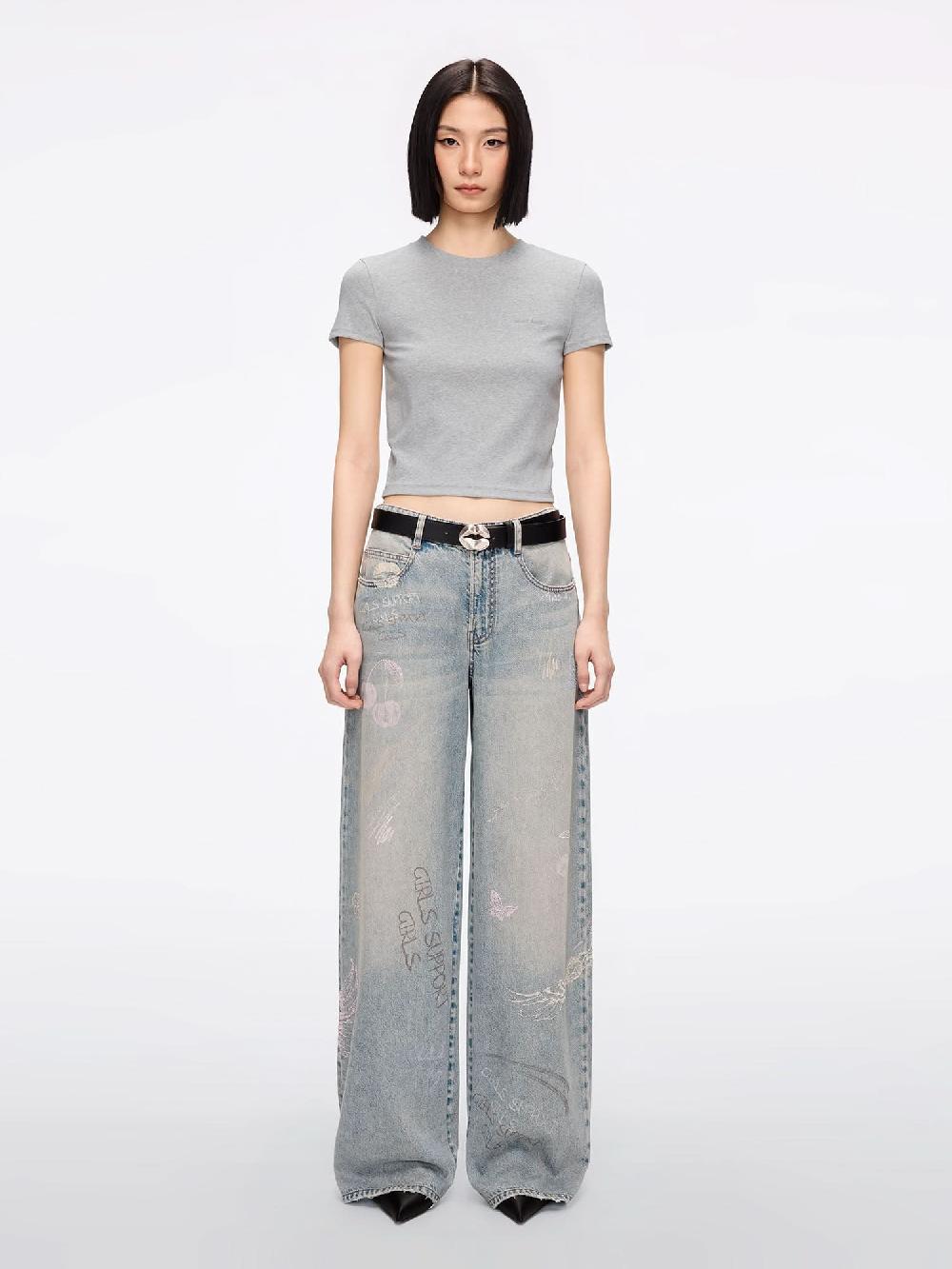 Miss Sixty GRAFFITI BOXY JEANS GREY BLUE