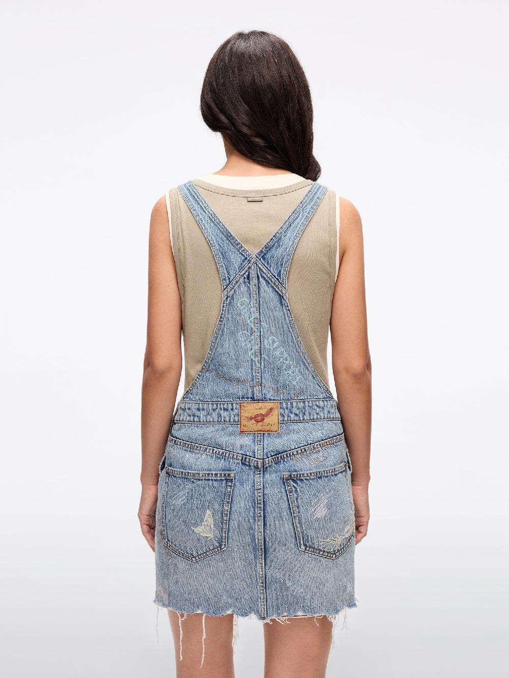 Miss Sixty GRAFFITI STRAP DENIM DRESS LIGHT BLUE