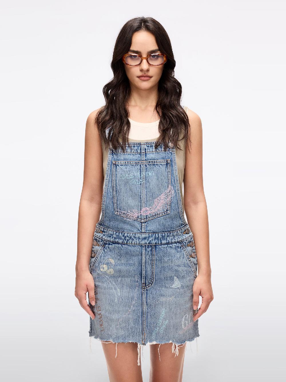 miss sixty GRAFFITI STRAP DENIM DRESS LIGHT BLUE