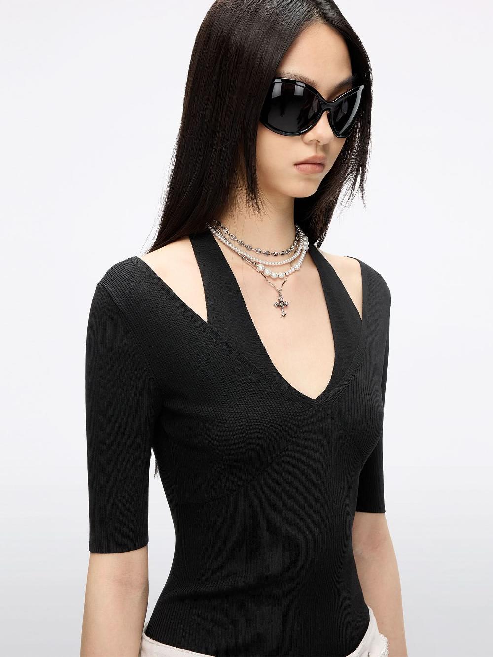 Miss Sixty HALTER NECK KNIT TOP BLACK