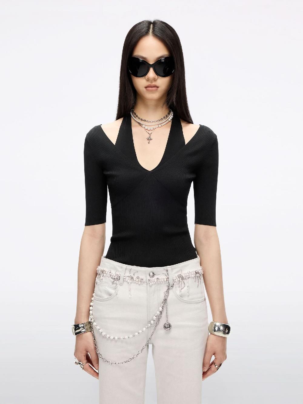 miss sixty HALTER NECK KNIT TOP BLACK