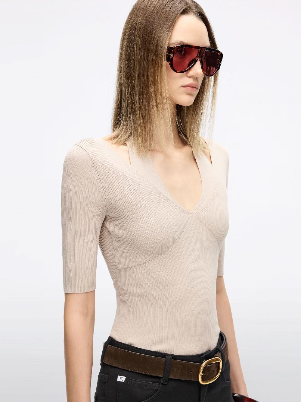 Miss Sixty HALTER NECK KNIT TOP KHAKI