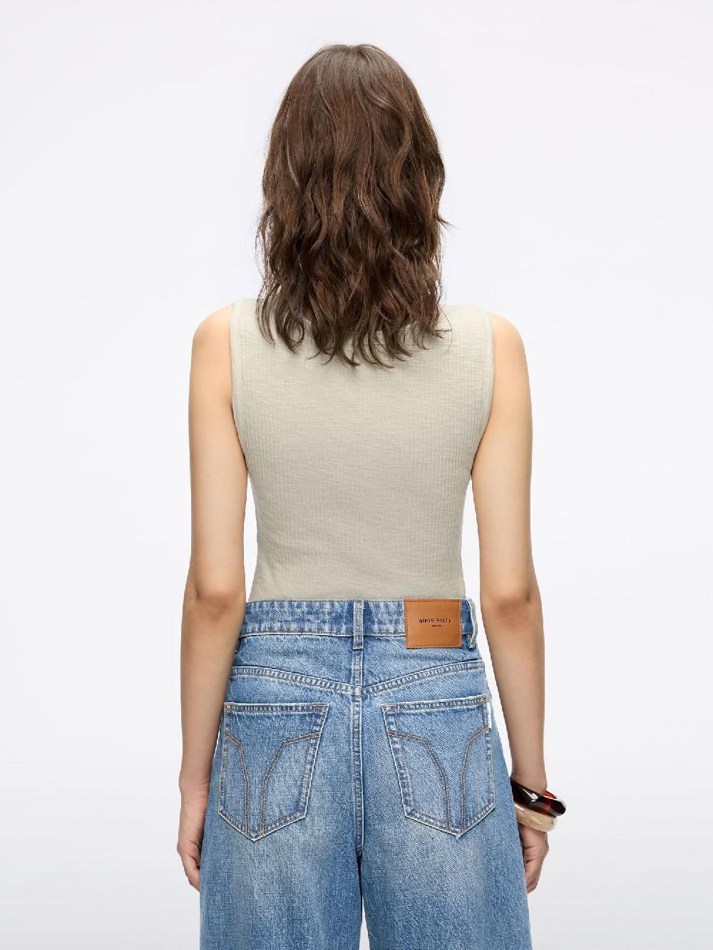 Miss Sixty HENLEY SLEEVELESS T-SHIRT APRICOT GREY