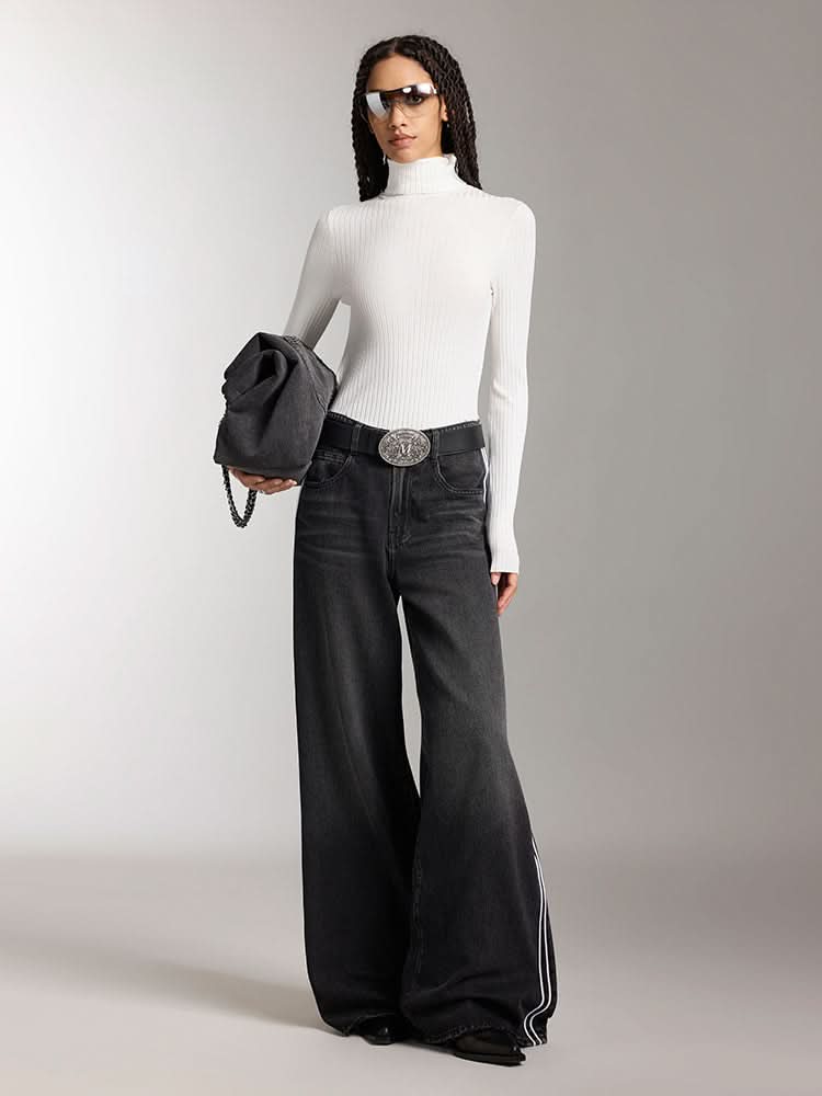 Miss Sixty HIGH COLLAR SLIM FIT KNIT TOP WHITE