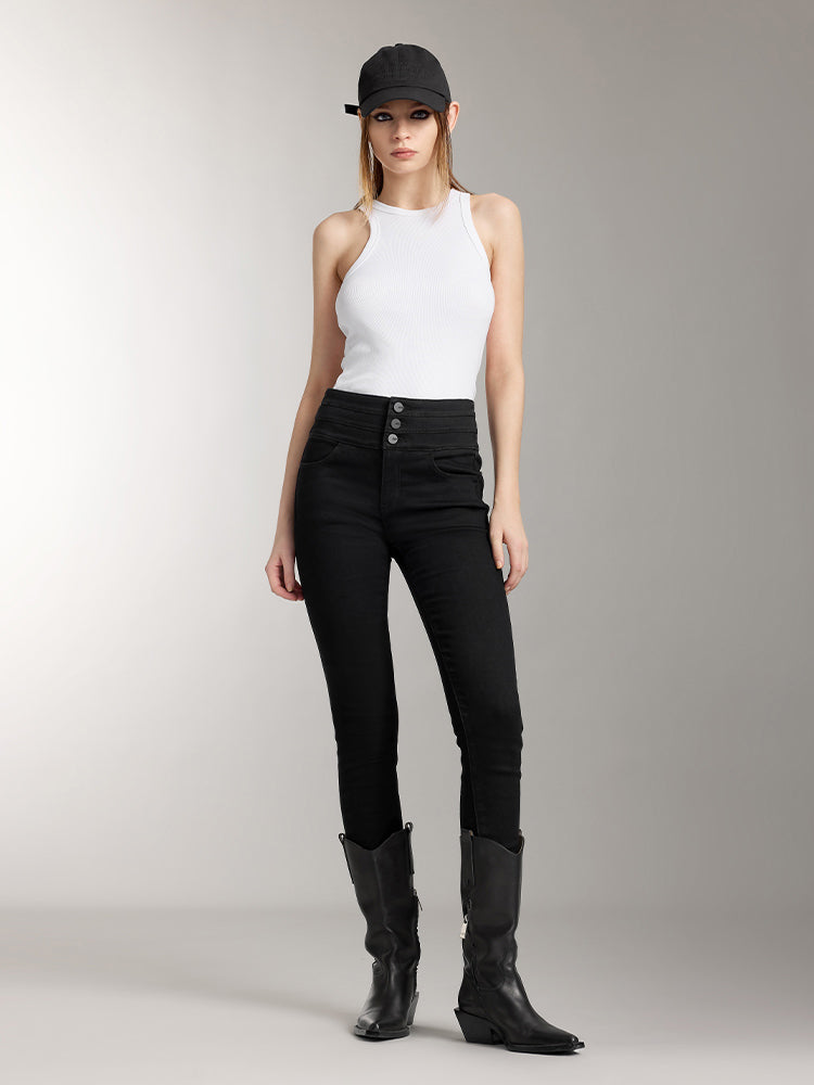 Miss Sixty HIGH WAISTED BRUSHED JEANS BLACK