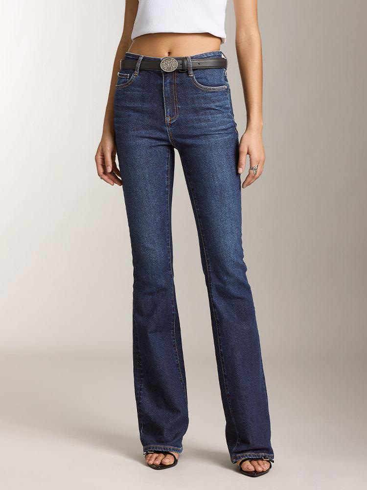 miss sixty HIGH WAISTED FLARED JEANS DARK BLUE