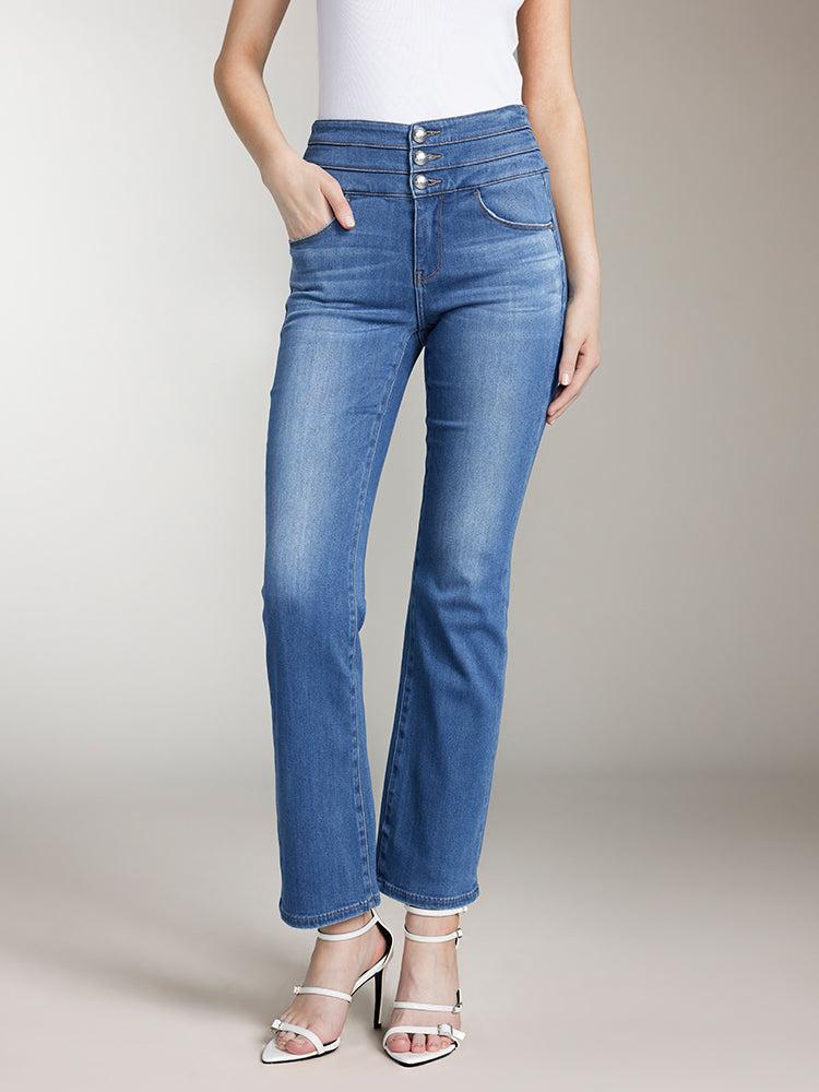 miss sixty HIGH WAISTED FLARED JEANS MIDDLE BLUE