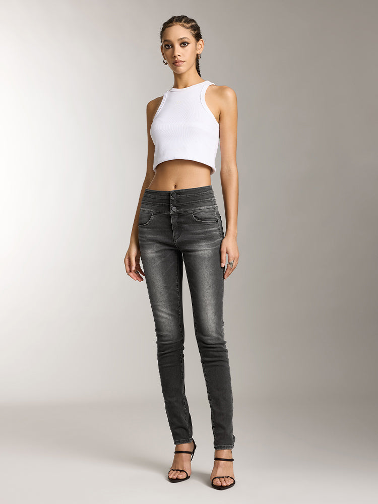Miss Sixty HIGH WAISTED SLIM FIT JEANS BLACK FOG
