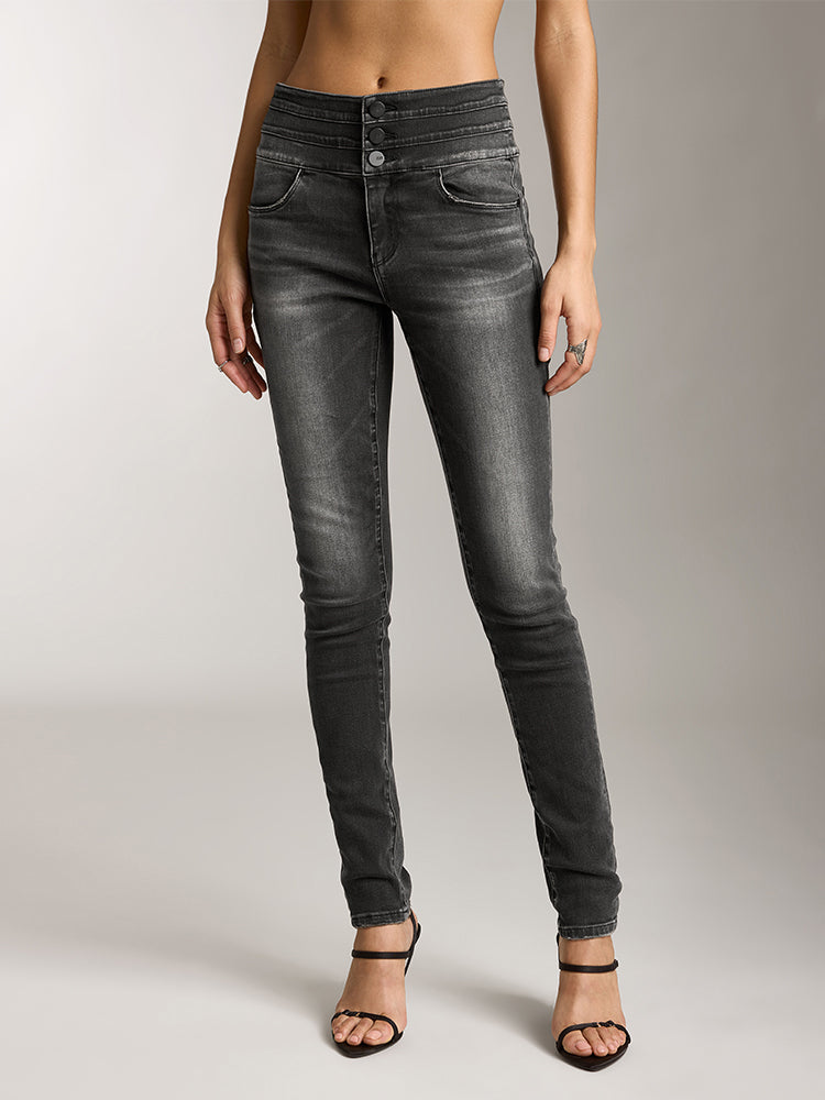 miss sixty HIGH WAISTED SLIM FIT JEANS BLACK FOG