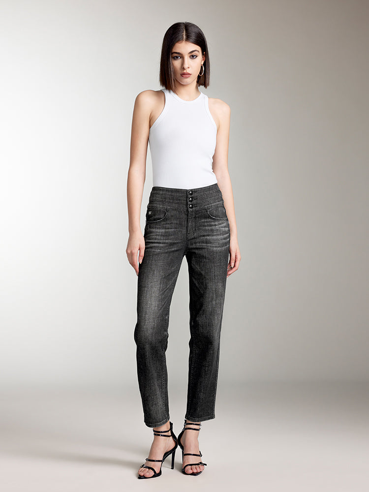 Miss Sixty HIGH WAISTED STRAIGHT FIT JEANS BLACK