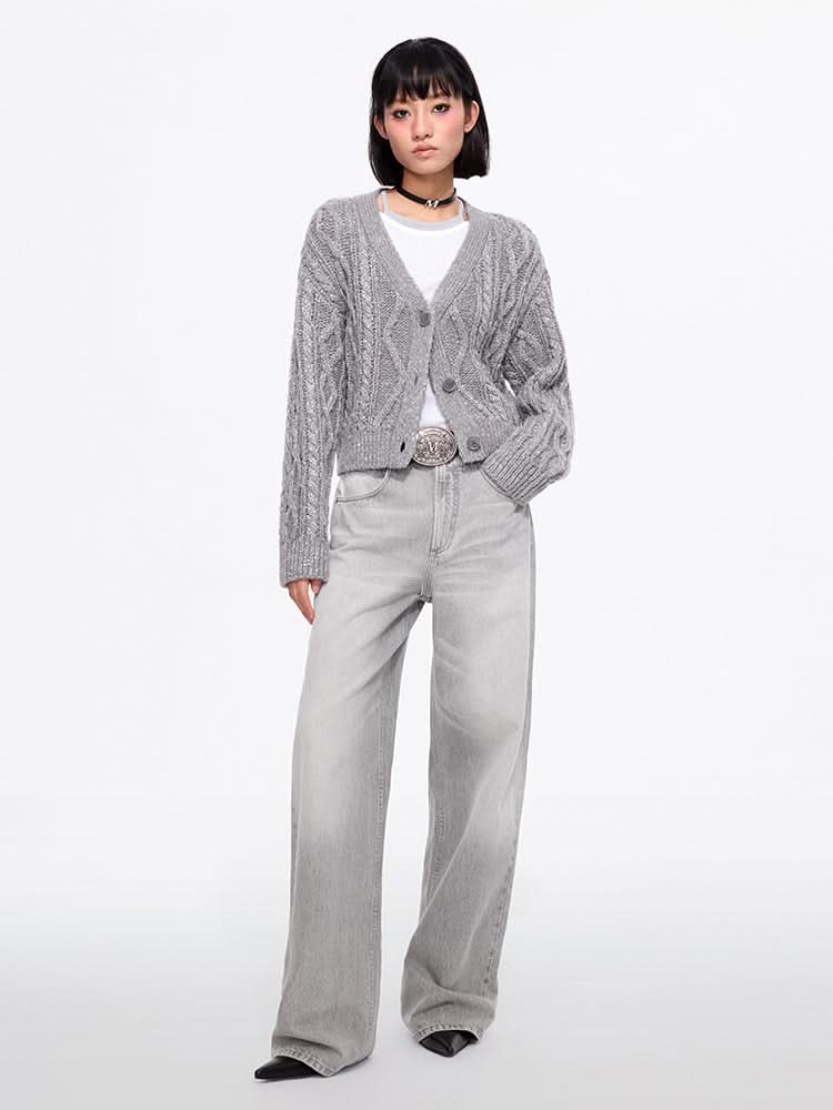 Miss Sixty HIGH WAISTED WIDE-LEG JEANS LIGHT GREY