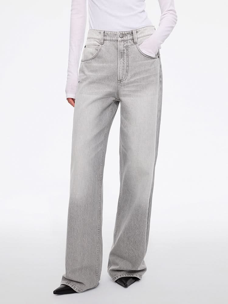 miss sixty HIGH WAISTED WIDE-LEG JEANS LIGHT GREY