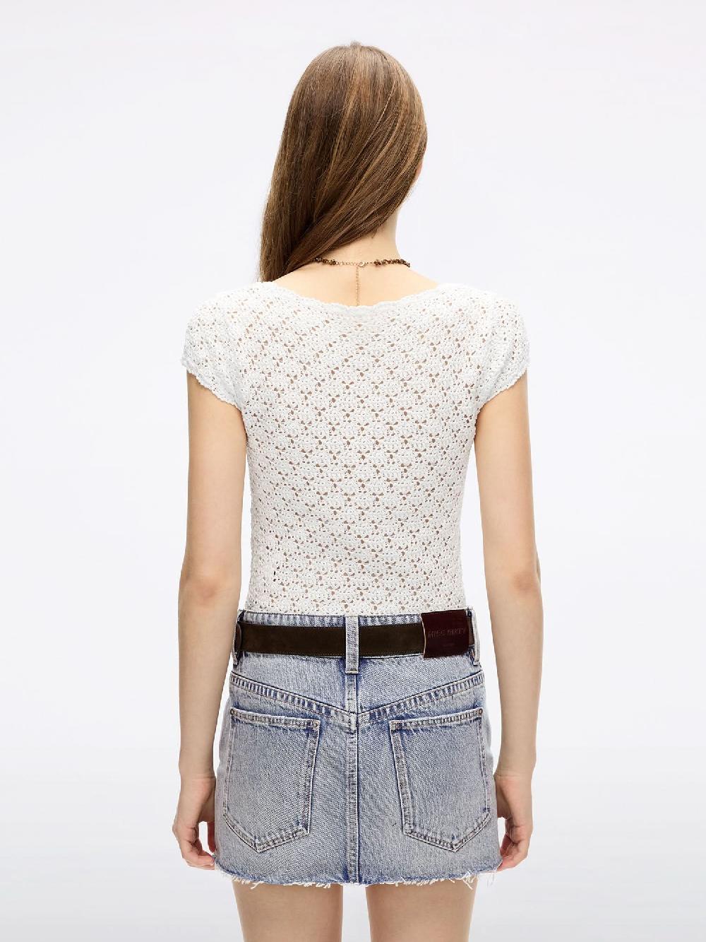 Miss Sixty HOLLOW-OUT KNIT TOP WHITE