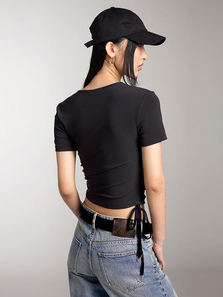 Miss Sixty HOLLOW SHORT SLEEVES T-SHIRT BLACK