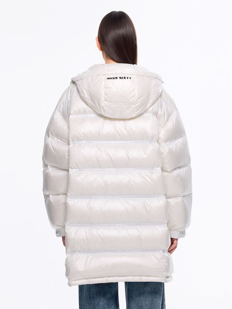 Miss Sixty HOODED PUFFER JACKET PEARL WHITE