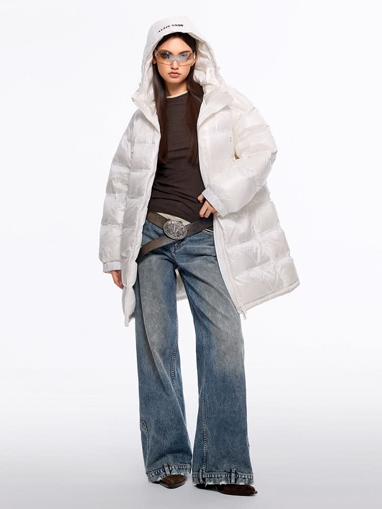 Miss Sixty HOODED PUFFER JACKET PEARL WHITE