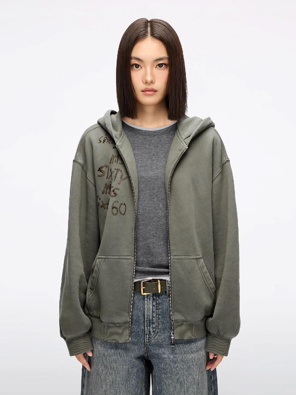 miss sixty HOODED SWEATSHIRT JACKET ARMY GREEN