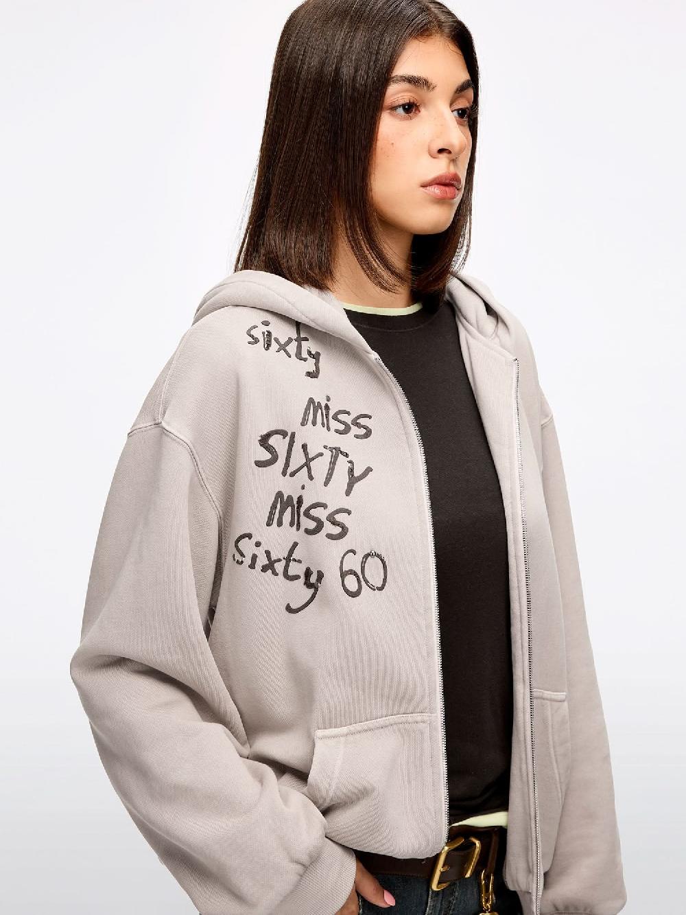 Miss Sixty HOODED SWEATSHIRT JACKET KHAKI
