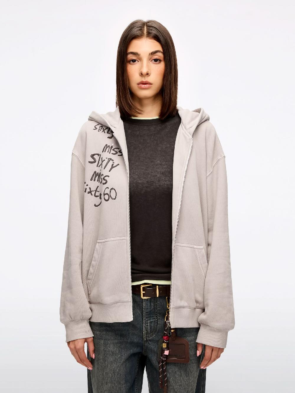 miss sixty HOODED SWEATSHIRT JACKET KHAKI