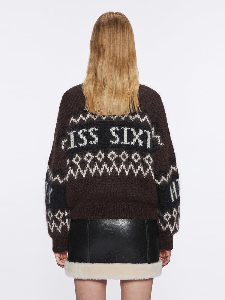Miss Sixty JACQUARD CARDIGAN DARK COFFEE