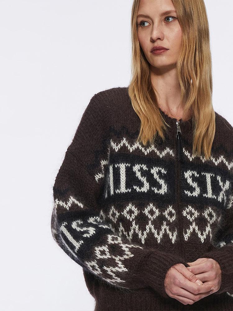 Miss Sixty JACQUARD CARDIGAN DARK COFFEE