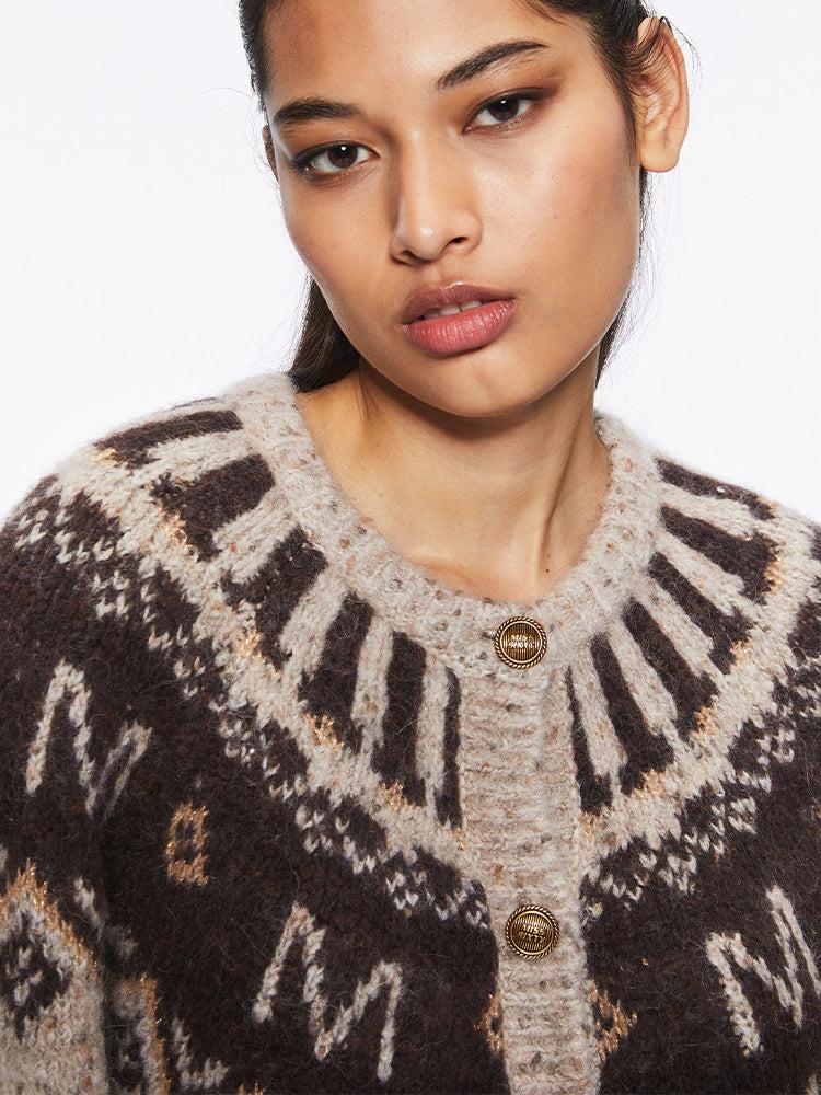 Miss Sixty JACQUARD CARDIGAN LIGHT COFFEE