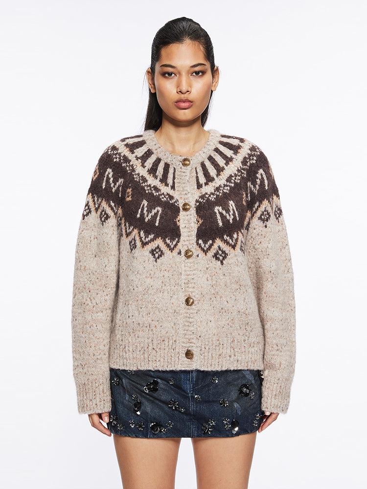 miss sixty JACQUARD CARDIGAN LIGHT COFFEE
