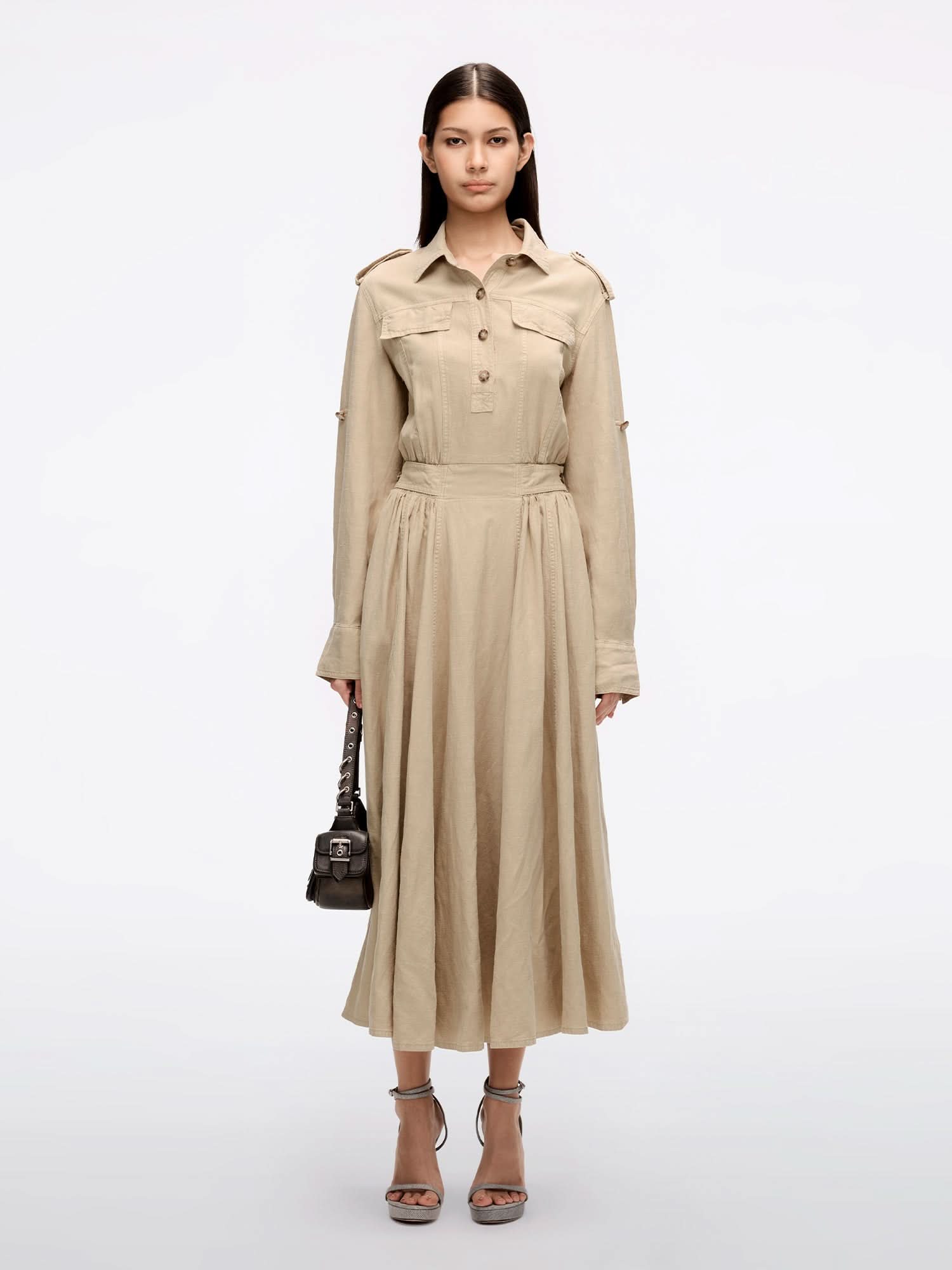 miss sixty KHAKI LYOCELL DENIM DRESS KHAKI