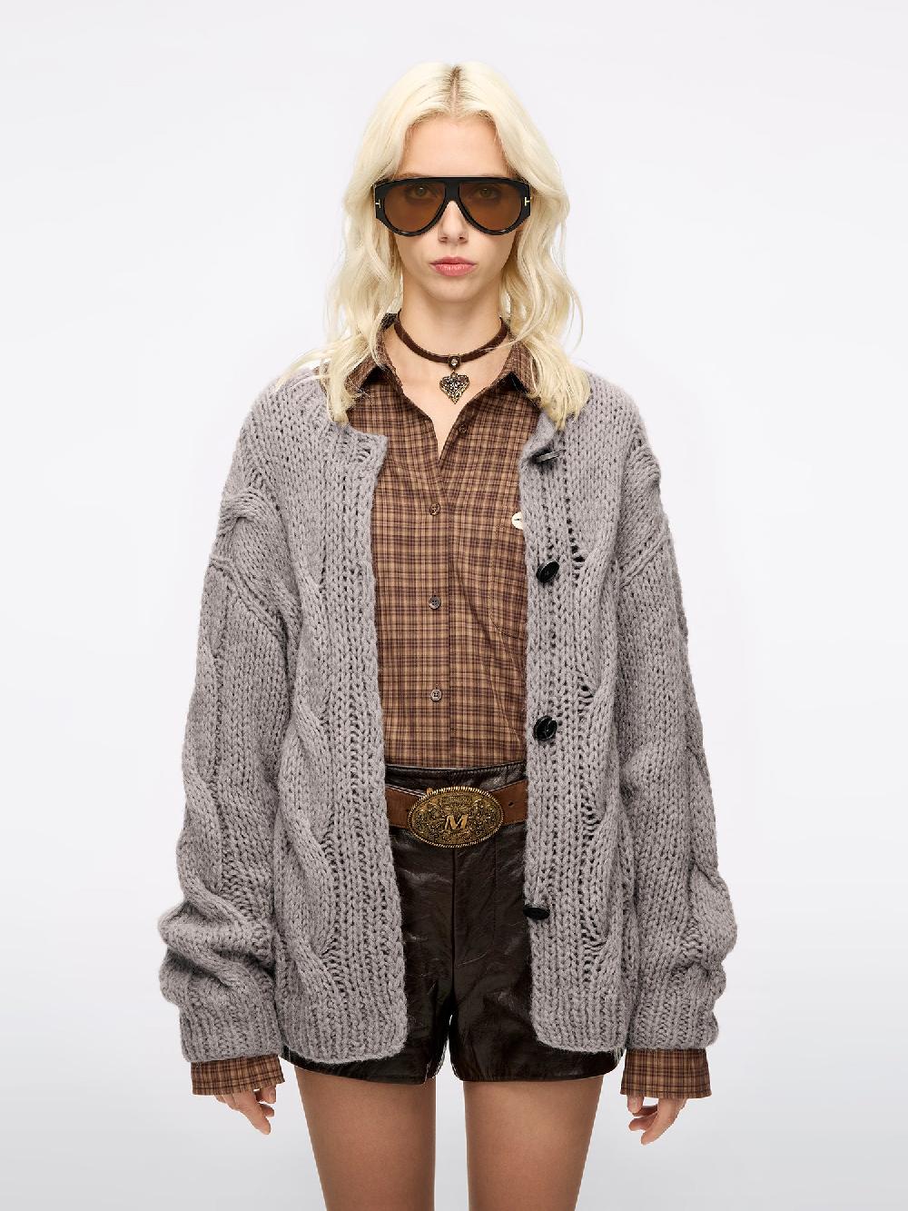 miss sixty KNIT CARDIGAN MOCHA BROWN