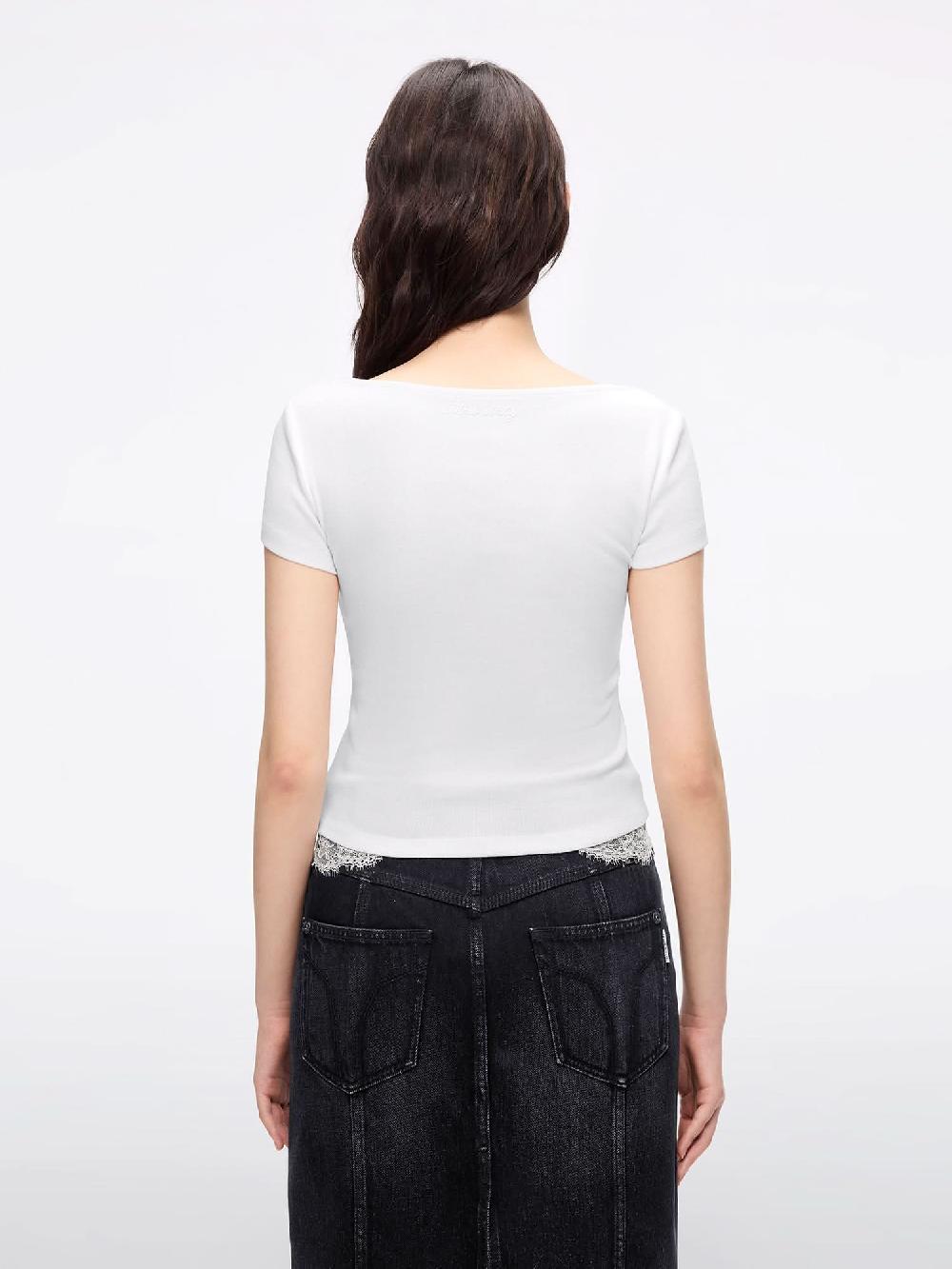 Miss Sixty LACE PANEL CROPPED T-SHIRT WHITE