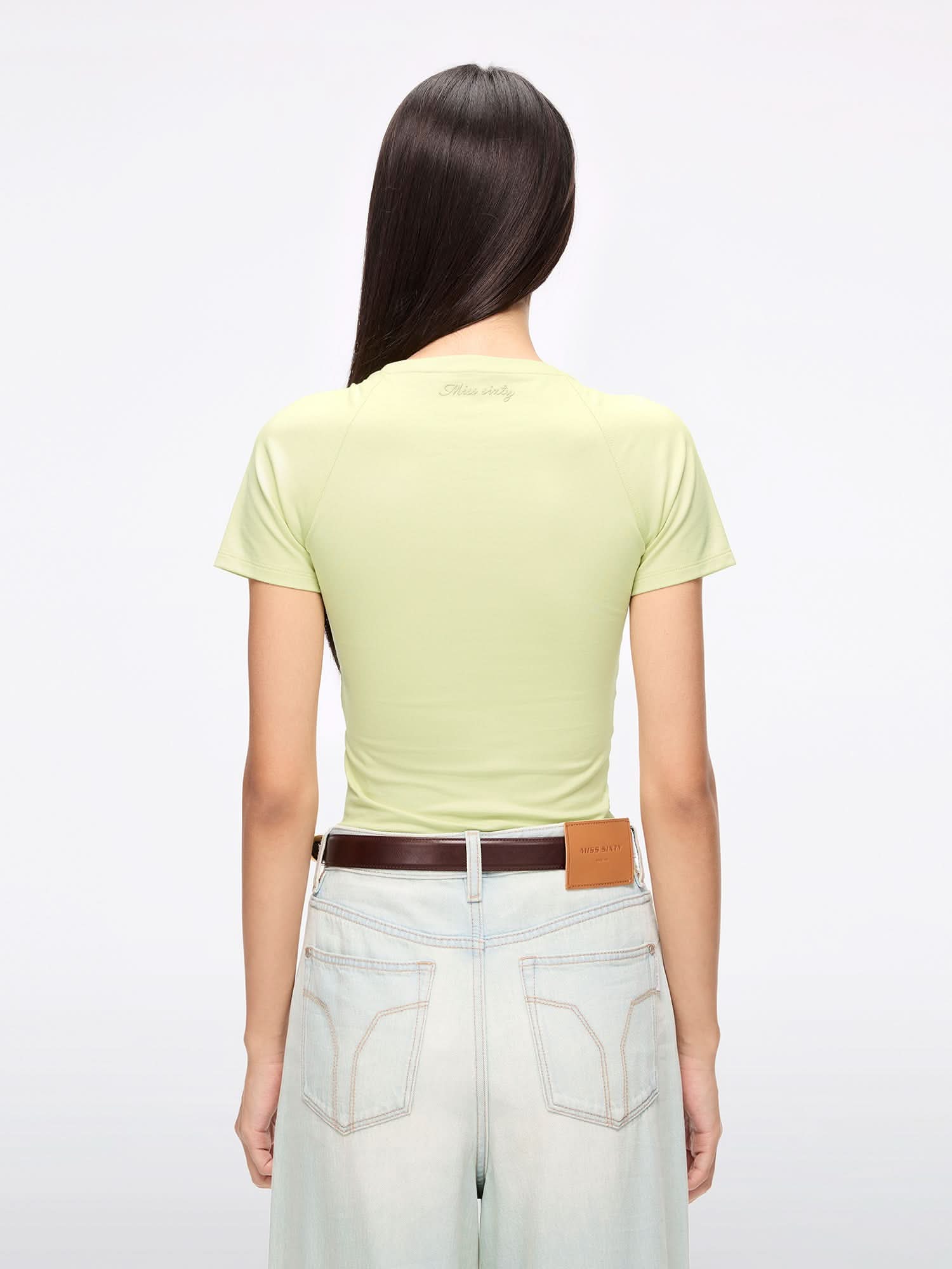 Miss Sixty LACE-UP CROPPED T-SHIRT LIGHT GREEN