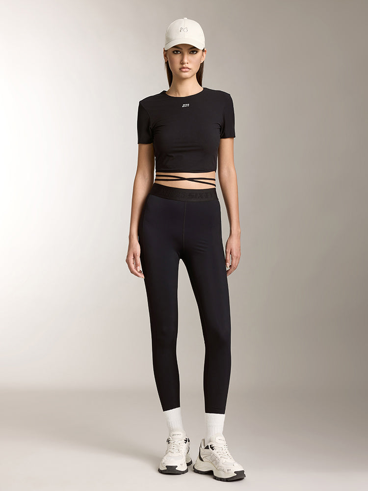 Miss Sixty LACE-UP LOGO PRINTED T-SHIRT BLACK