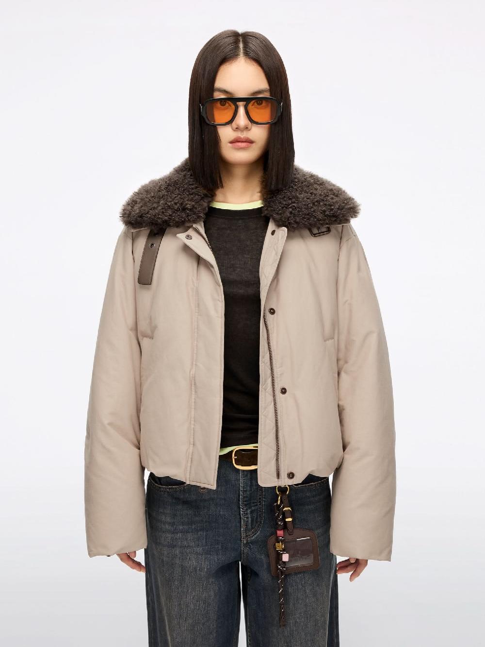 miss sixty LAPEL DOWN JACKET LIGHT KHAKI