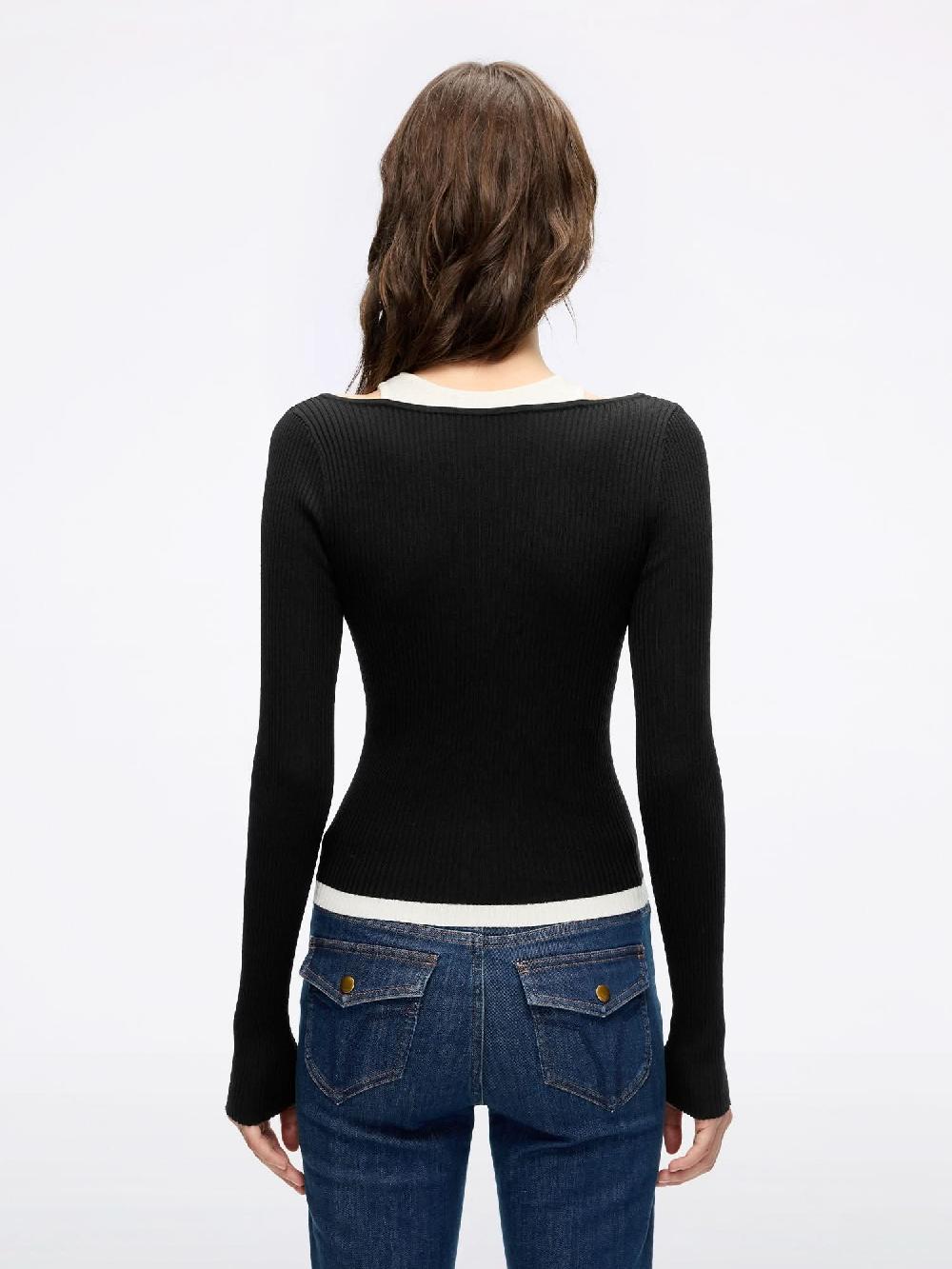 Miss Sixty LAYERED KNIT TOP BLACK