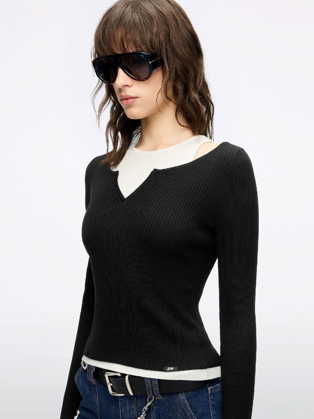 Miss Sixty LAYERED KNIT TOP BLACK