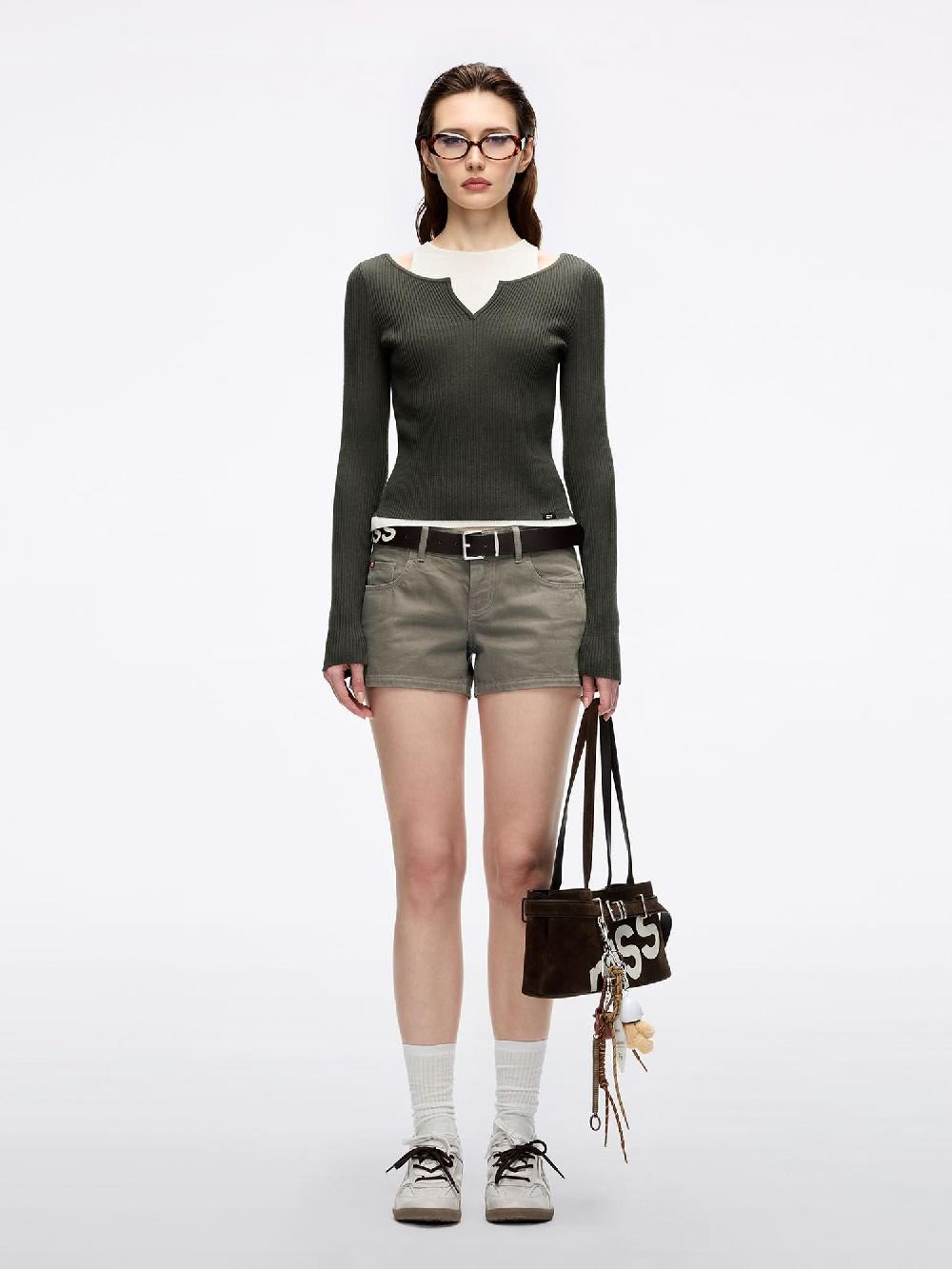 Miss Sixty LAYERED KNIT TOP MOSS GREEN