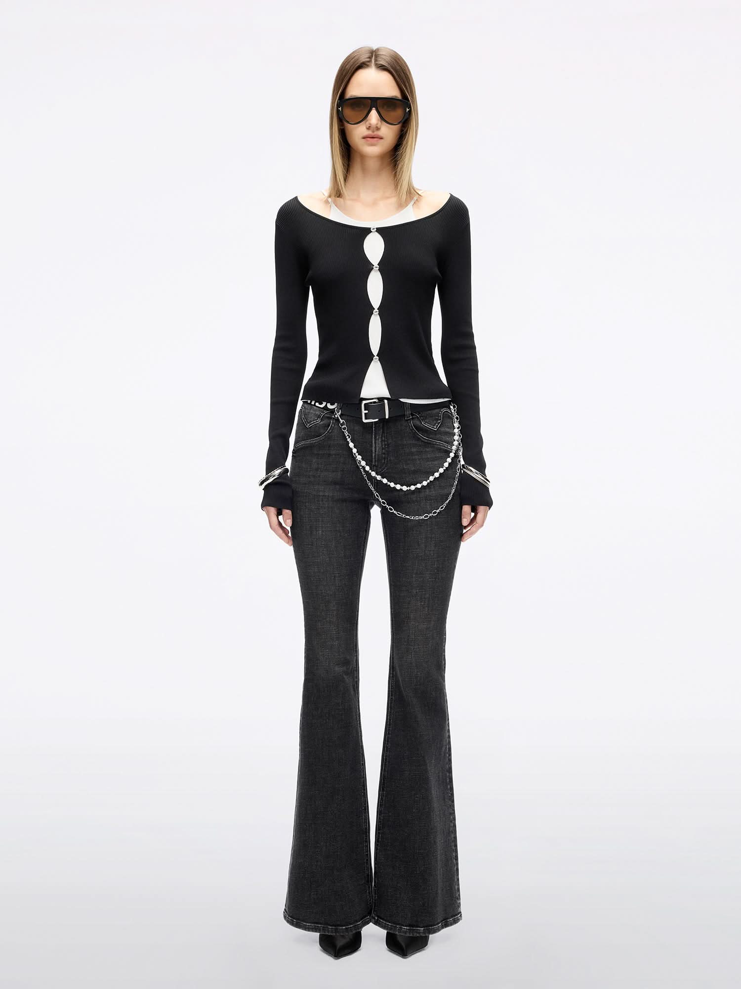 Miss Sixty LAYERED-LOOK KNIT TOP BLACK