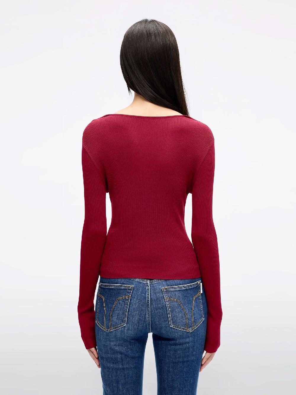 Miss Sixty LAYERED-LOOK KNIT TOP DARK RED
