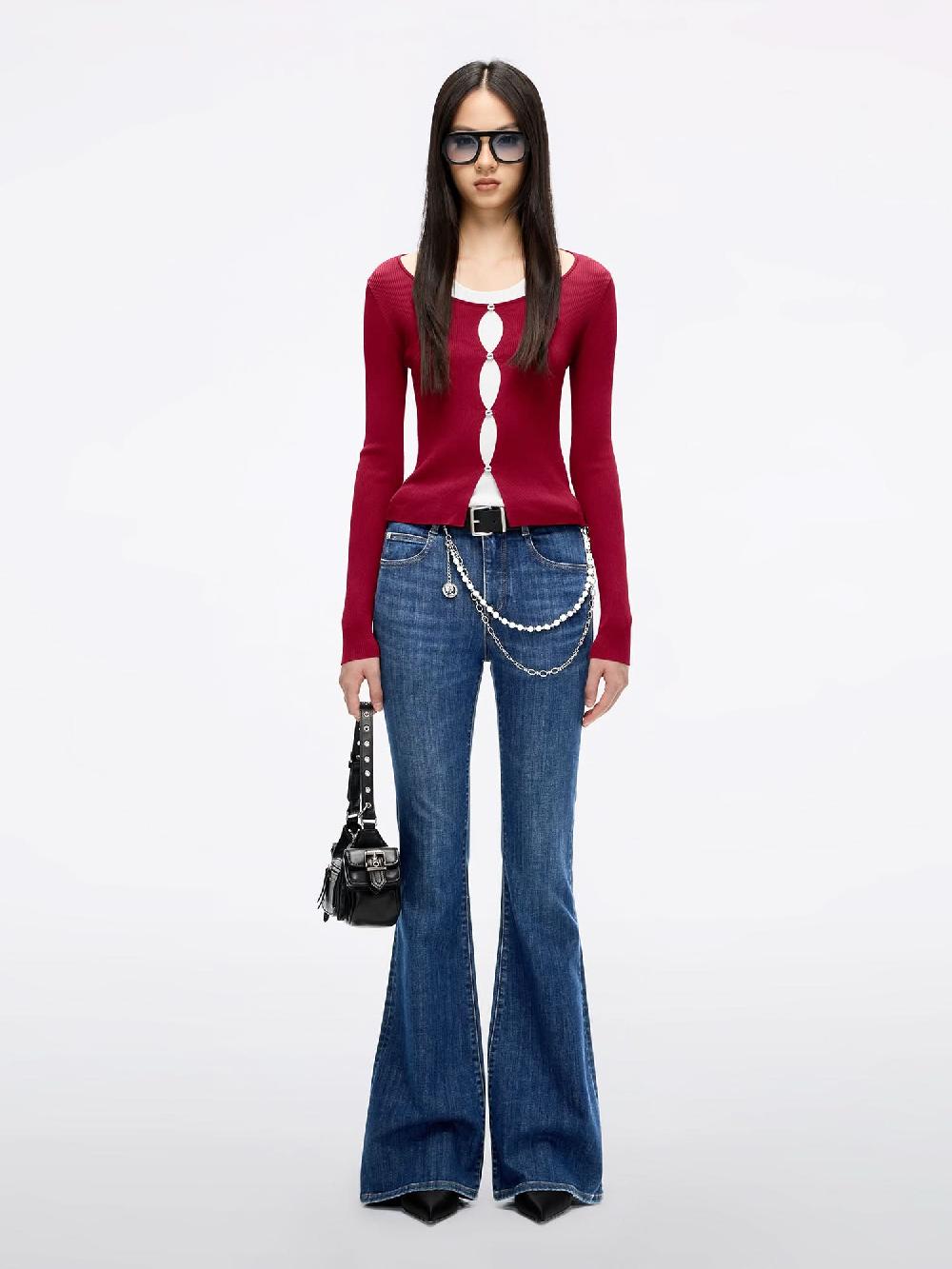 Miss Sixty LAYERED-LOOK KNIT TOP DARK RED