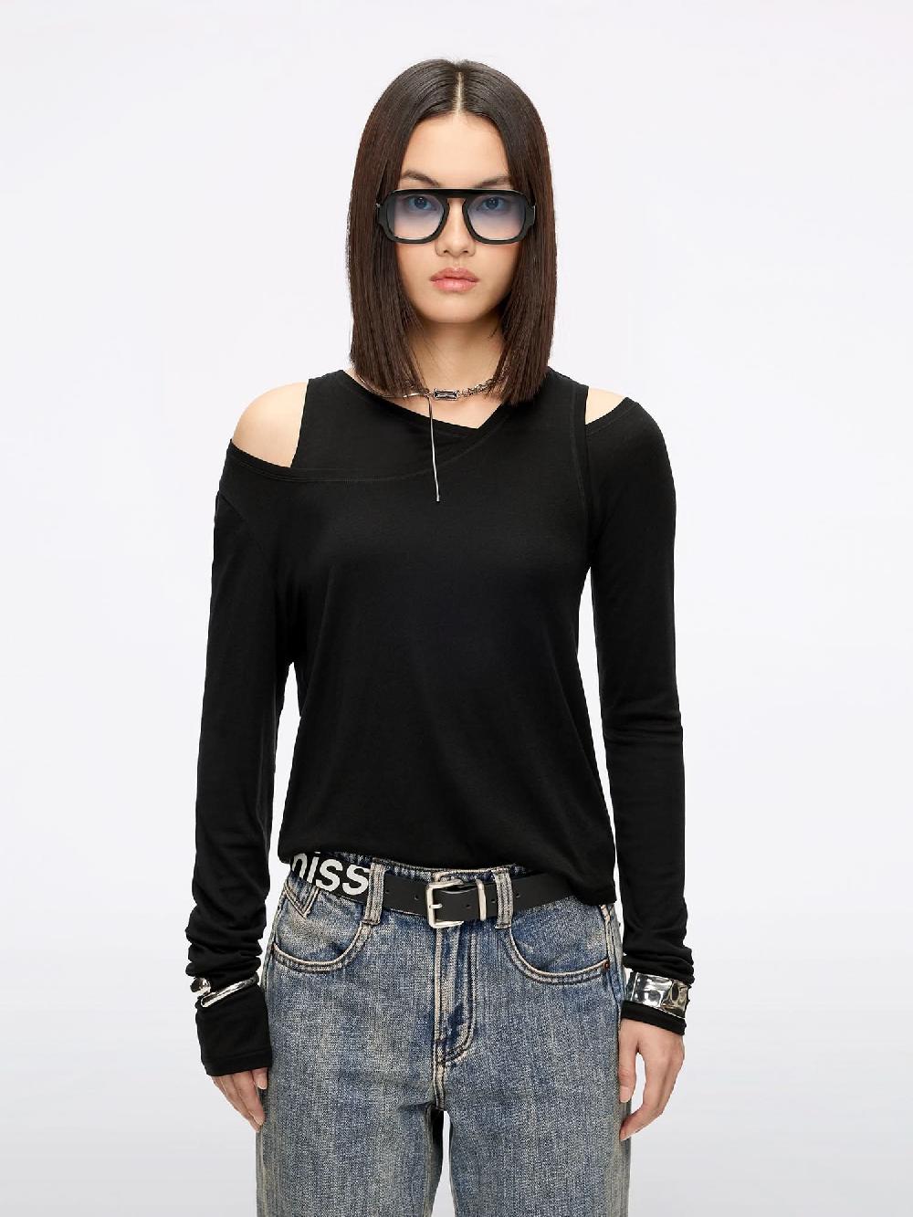 miss sixty LAYERED T-SHIRT BLACK